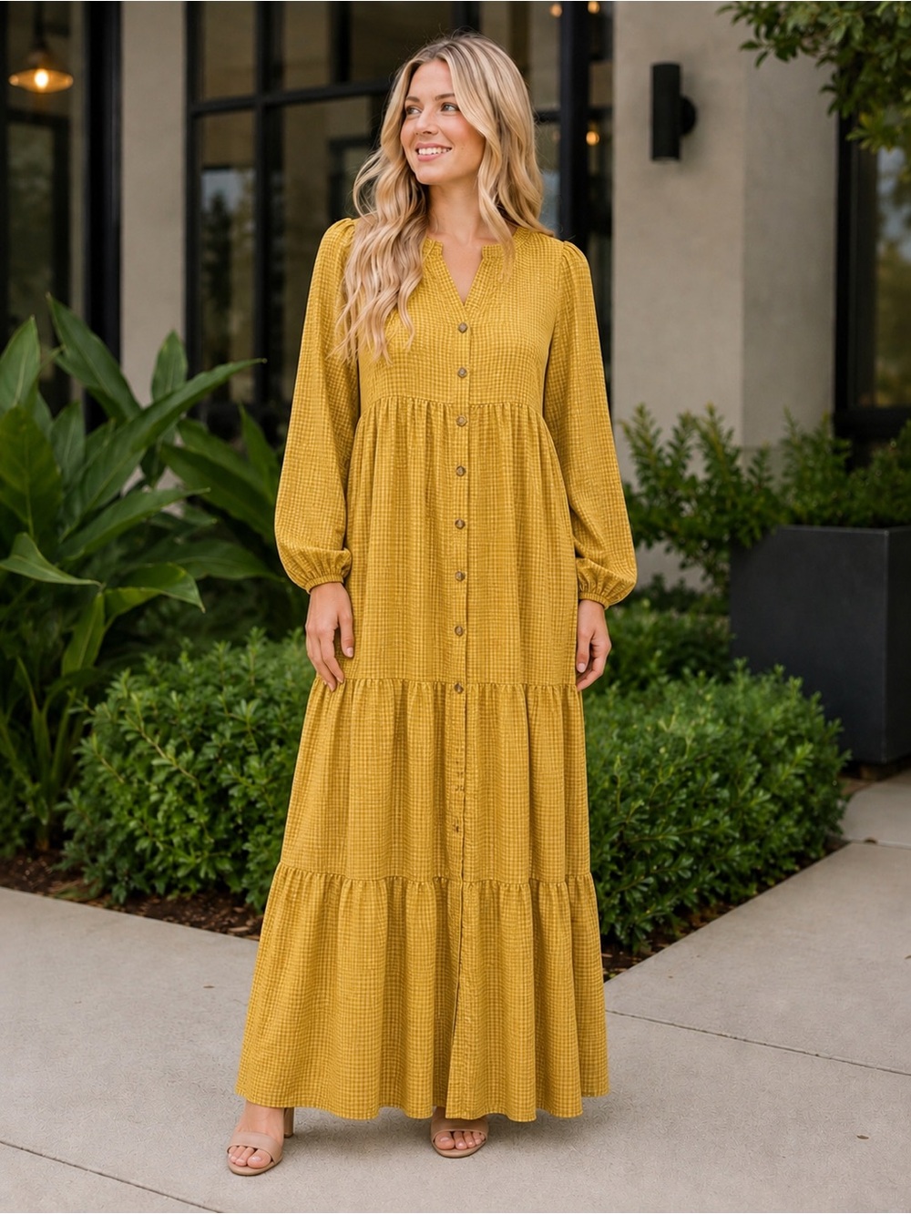 In loom  boho Dress with long Sleeves